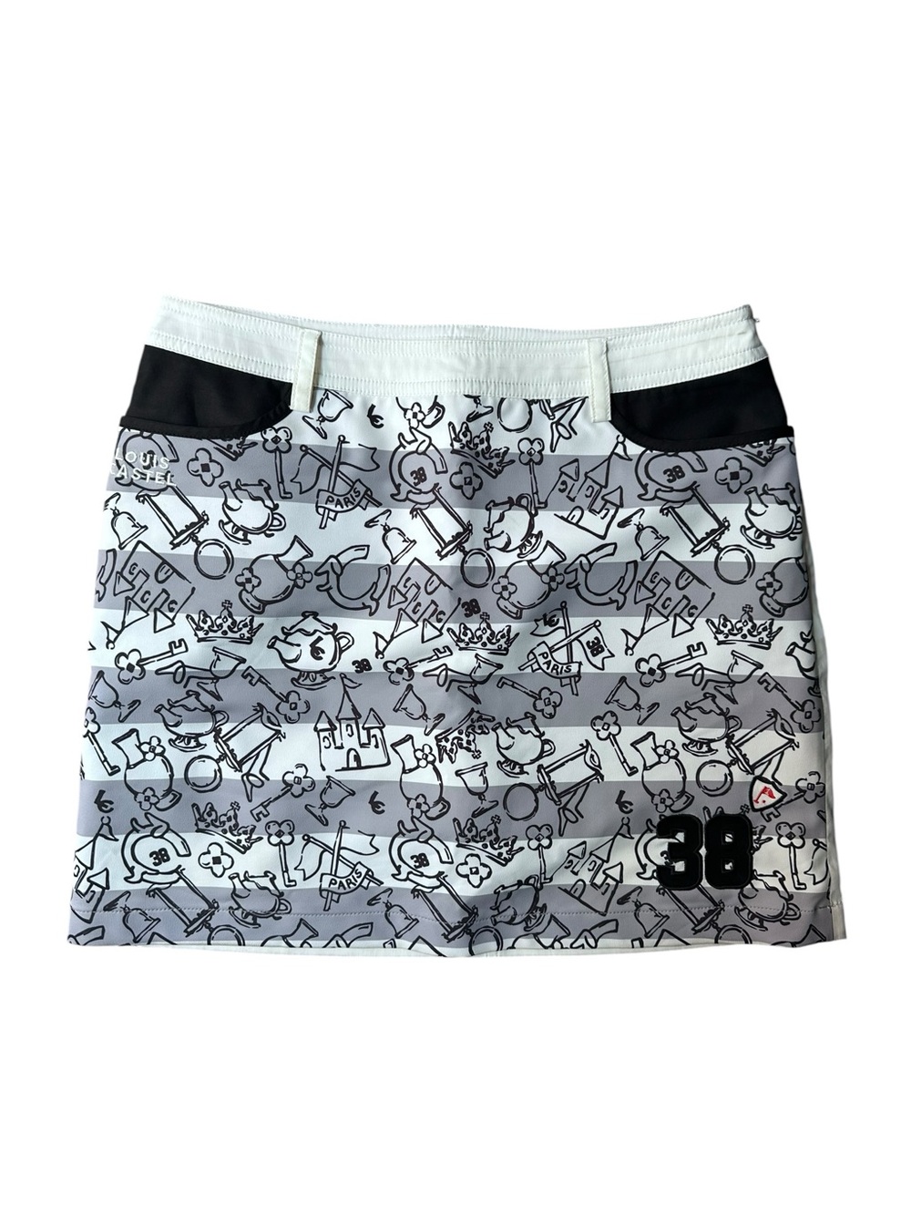 Louis Castel Golf Skort White Black Size Small